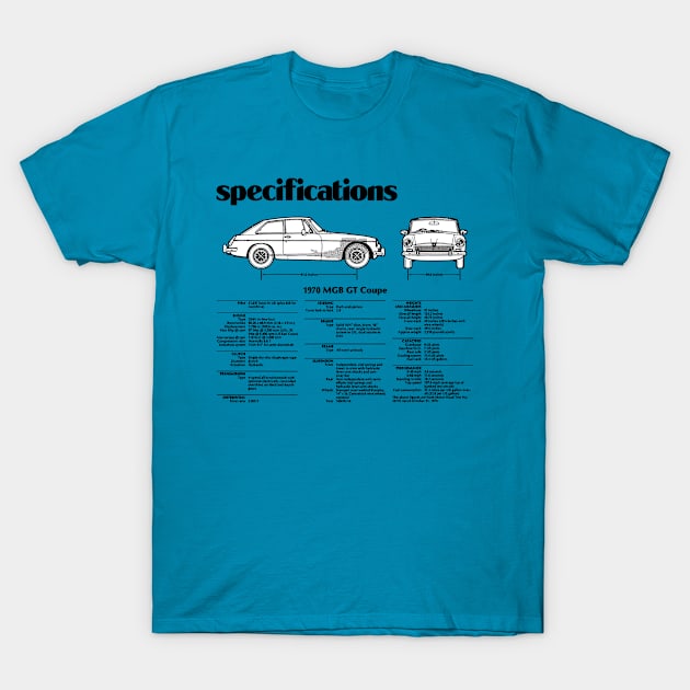 MGB GT - road test data T-Shirt by Throwback Motors